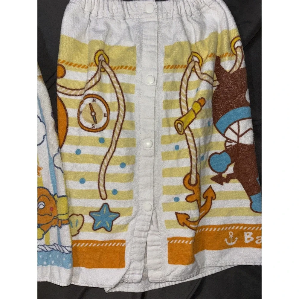 Anpanman Baikinman Dokinchan Kids Wrap Towels Snap Button Beach Bath‎ 2 Pack